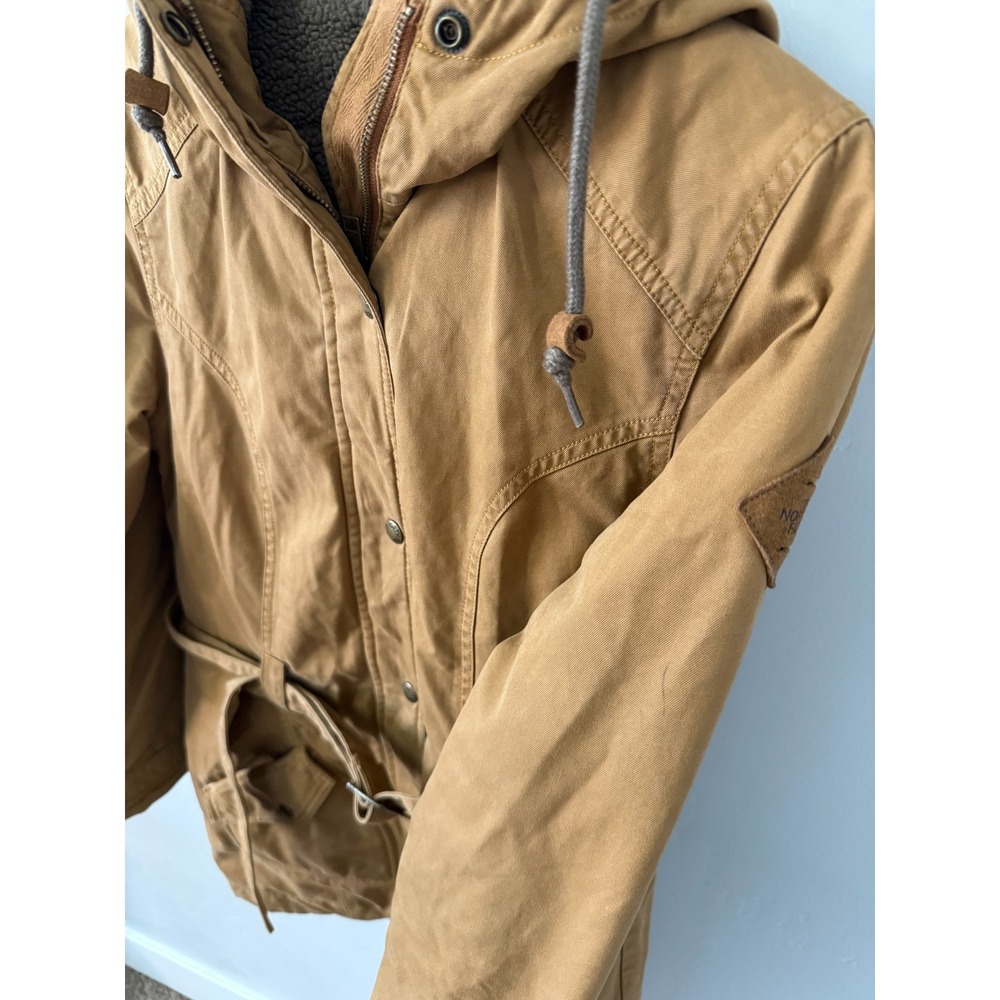 The North Face Fleece Lined Hooded Trench Jacket Wheat Women's Size Small Canvas - Picture 4 of 12